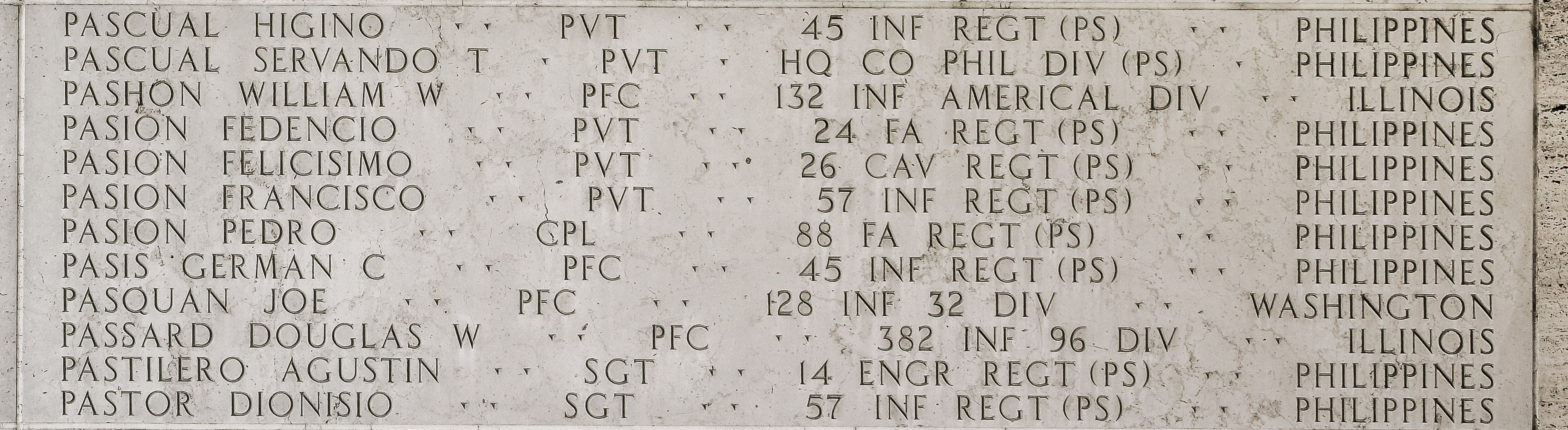 William W. Pashon, Private First Class